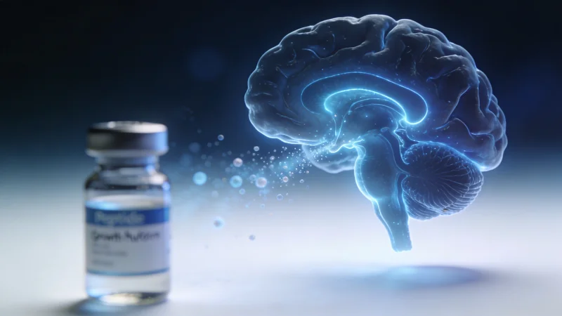 Illustration — Peptide Ipamorelin : Prise de Muscle et Sommeil — Zéro Effet Secondaire