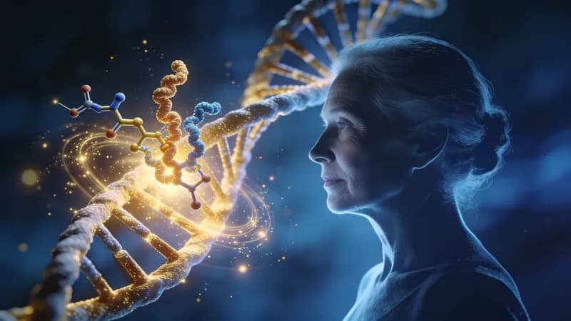 Illustration — Peptide NAD+ : Anti-Âge Cellulaire — Énergie, Longévité et Réparation ADN